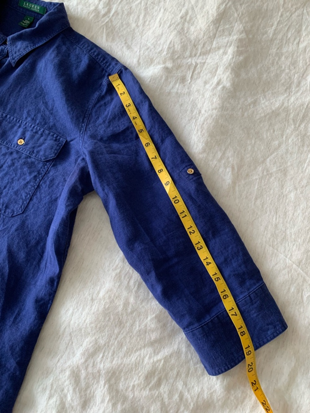 Lauren Ralph Lauren Deep Blue Casual Button-Down Shirt - Picture 10 of 12